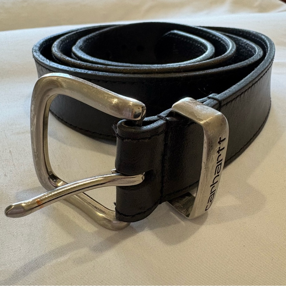 Carhartt Black Leather Belt with Silver Buckle‎